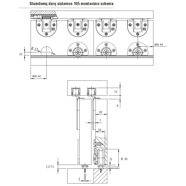 Profile upper aluminum L4000mm