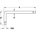 Hex key, L-shaped, steel galvanized