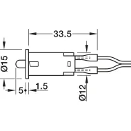 Jungiklis mechaninis durelėms Ø12mm, su laidu juoda