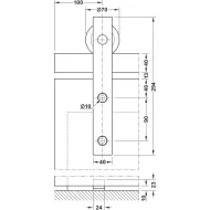 Sliding door fitting, Häfele Slido D-Line42 100S, set with running track