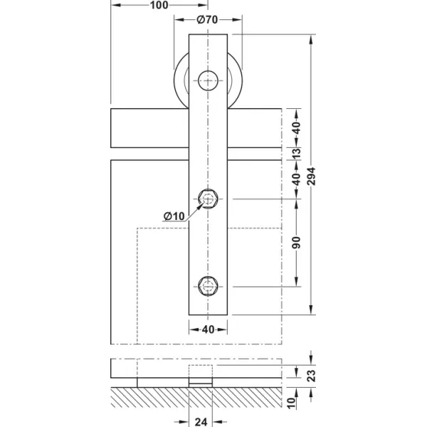 SDS SLIDO Design 100-S P1001-1250mm, L2500mm, juoda