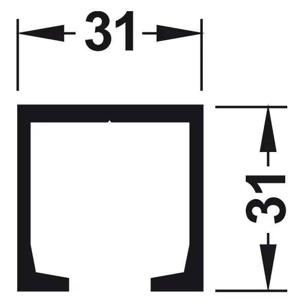 Single running track, top, for screw fixing