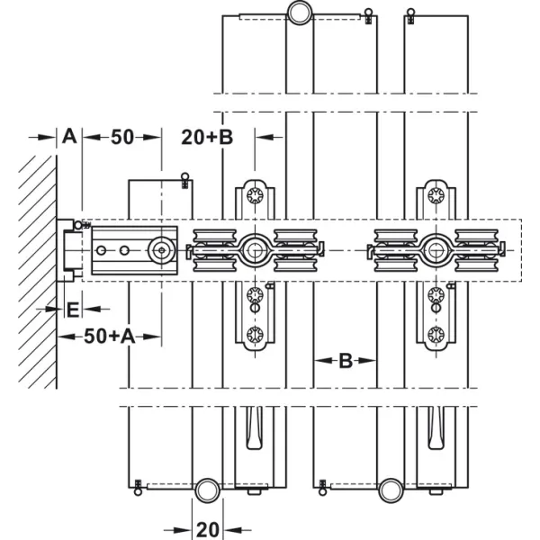 SDS Slido W-Fold32 100-T KPL be apatinio bėgelio sien.