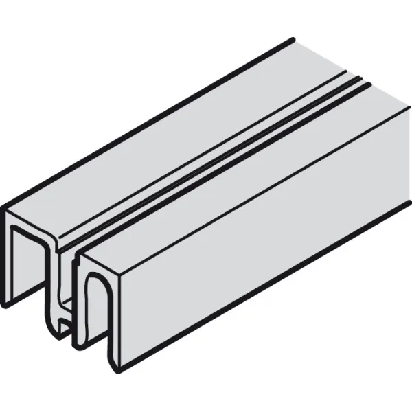 Double guide track, Aluminium, silver coloured anodized