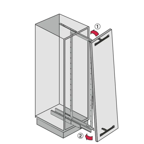 Larder unit pull-out, steel, installation behind fronts, baskets