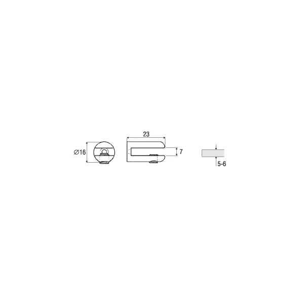 Shelf support 5-6mm chrome