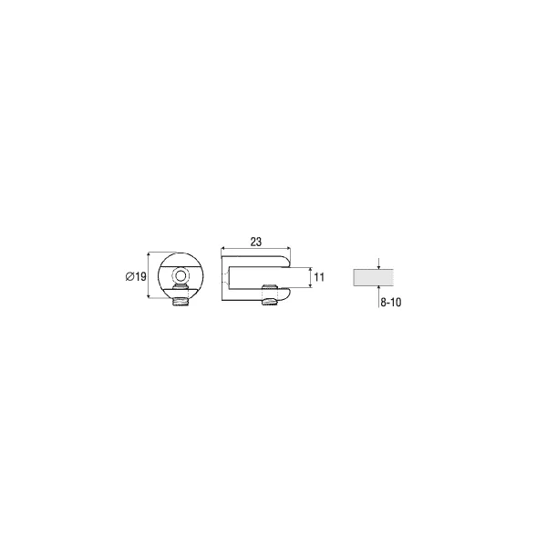 Shelf support 8-10mm matt chrome