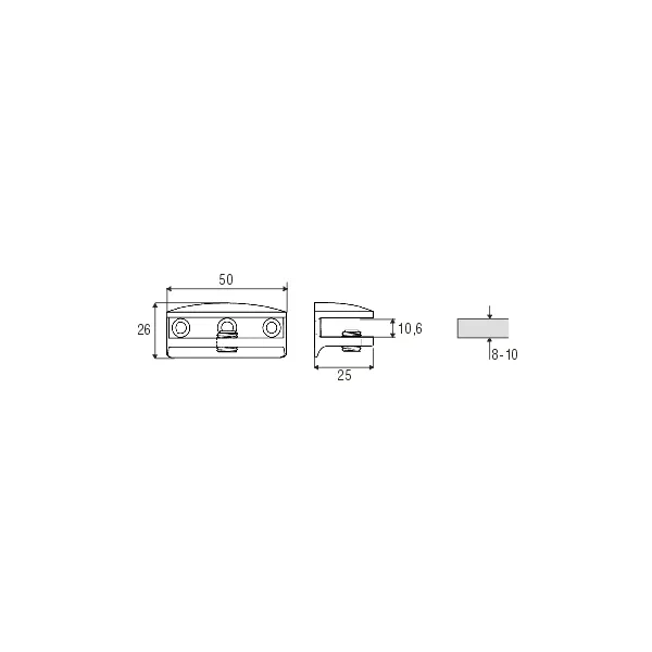 Shelf support 8-10mm matt chrome