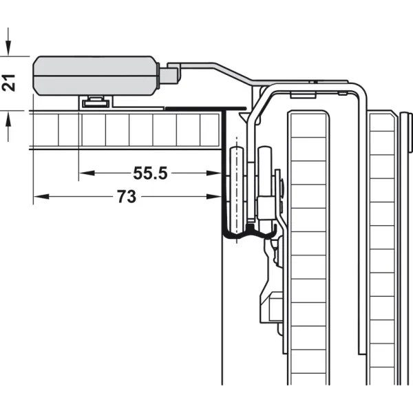 Soft and self closing mechanism set, Smuso up to door weight max. 50kg