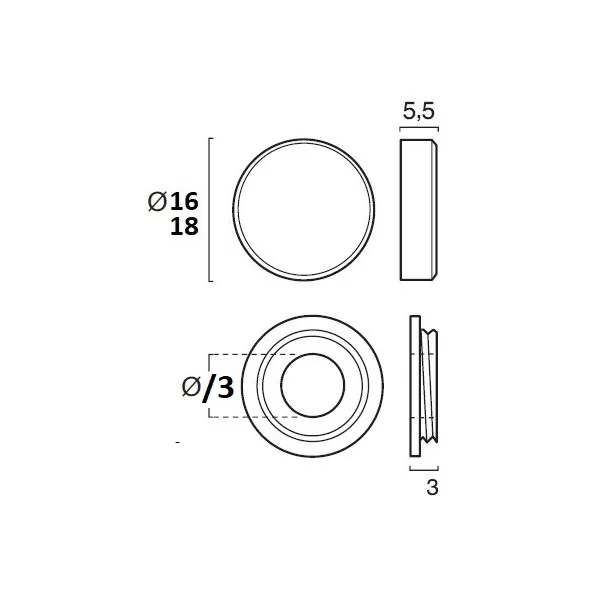 Mirror holder Ø16mm chrome