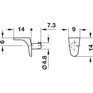 Shelf support, for inserting into drill hole Ø5mm, zinc alloy