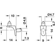 Shelf support, for inserting into drill hole Ø5mm, zinc alloy