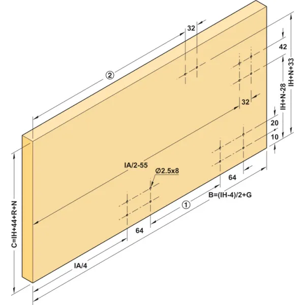SDS Finetta F-Flush51 10A medinėms 2 durims P1116-1371mm