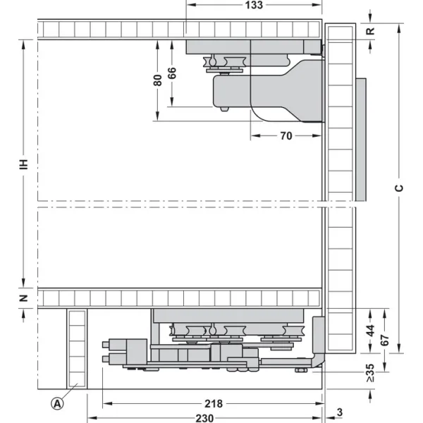 Sliding door fitting, Finetta F-Flush51 10A, set