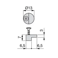 Mirror clip, round, Ø13mm, plastic