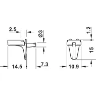 Shelf support, for inserting into drill hole Ø3mm, zinc alloy with plastic support