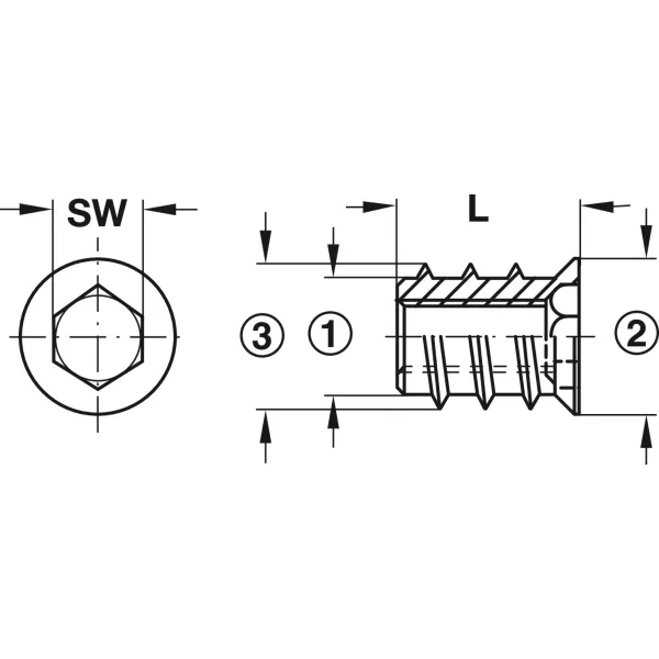 Įvorė įsukama M6 L24mm,