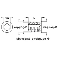 Įvorė įsukama M8 L17mm,