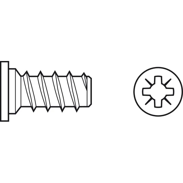 Euro screw, Häfele, Varianta, cylindrical head, PZ, steel, fully threaded, for Ø5mm drill holes in