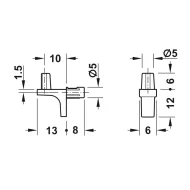 Shelf support with pin, for drill hole Ø5mm, nickel plated