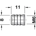 Įvorė su rutuliuku žalvarinė M6x12mm,