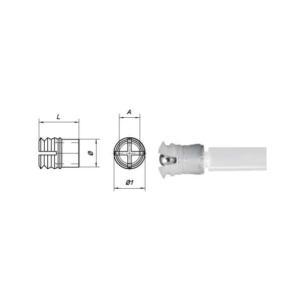 Spreading sleeve, with a ball, plastic, M6x12mm