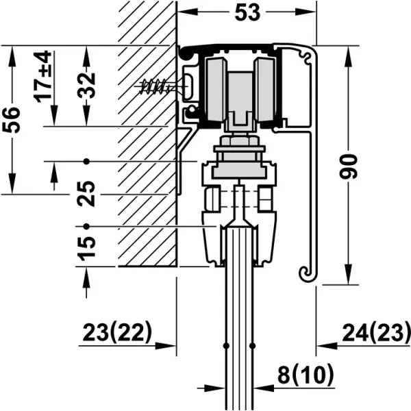 SDS Slido D-Line 120 L stiklinėms 1 durims