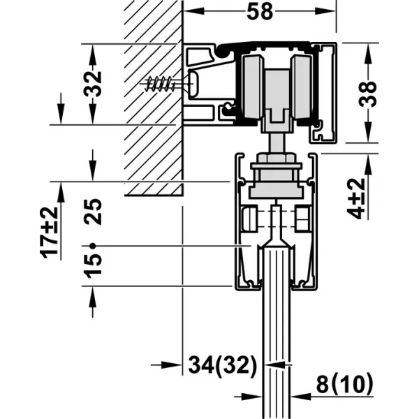 SDS Slido D-Line 120 L stiklinėms 1 durims