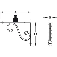 Bracket, Load bearing capacity 25‒35kg per pair, rigid, forged steel