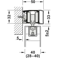 Sliding door fitting, Slido D-Line11 50I, set without running track
