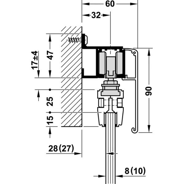 SDS Slido D-Line 50 L stiklinėms 1 durims