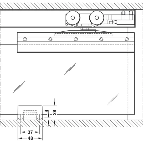 Sliding door fitting, Slido D-Line11 50L, set without running track