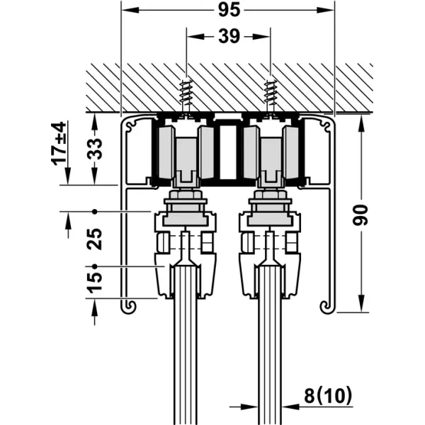 Sliding door fitting, Slido D-Line11 50L, set without running track