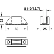 Sliding door fitting, Slido D-Line11 50L, set without running track
