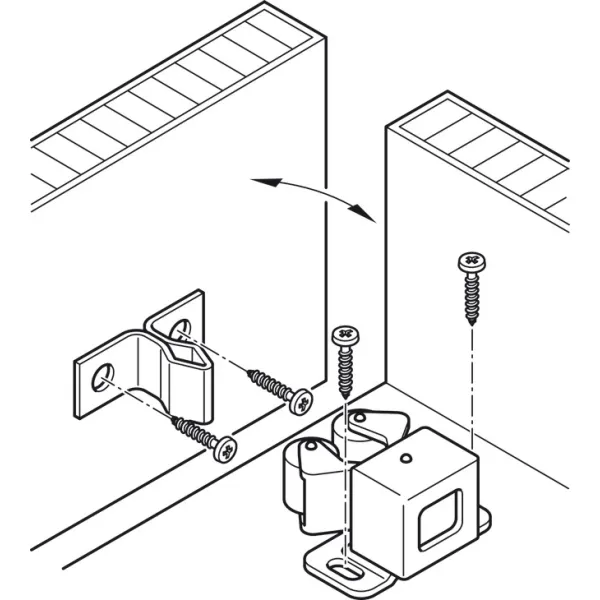 Twin roller catch, For screw fixing, steel