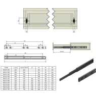 Ball bearing runners L250mm H45mm, full extension