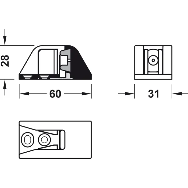 Sliding door fitting, Slido D-Line11 80L, set without running track