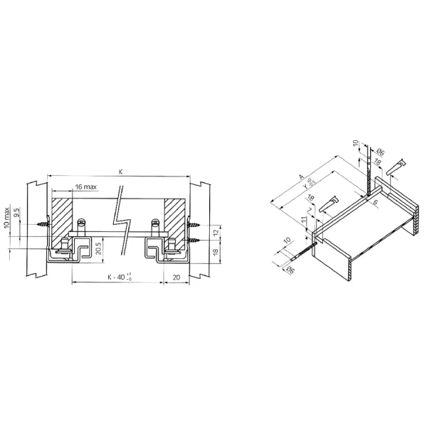 Concealed runner EXCEL soft close, partial extension L350mm
