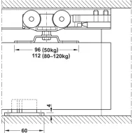 SDS Slido D-Line11 80P medinėms 1 durims su švelniu stabdymu 2 kryptimis