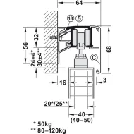 SDS Slido D-Line11 80P medinėms 1 durims su švelniu stabdymu 2 kryptimis