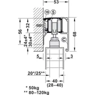 SDS Slido D-Line11 80P medinėms 1 durims su švelniu stabdymu 2 kryptimis