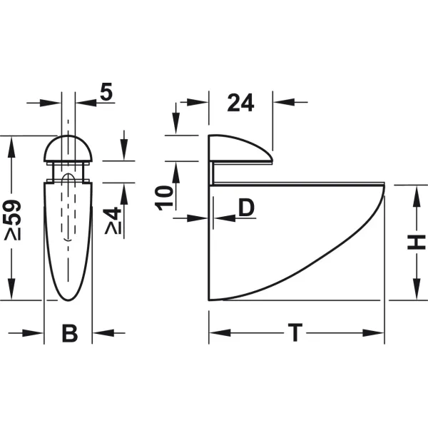 Laikiklis lentynai 4-23mm, nerūdijančio plieno spalva