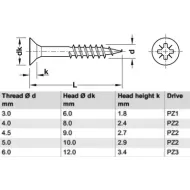 Chipboard screw with partial thread 4.5x80/48mm yellow, 1000 pcs