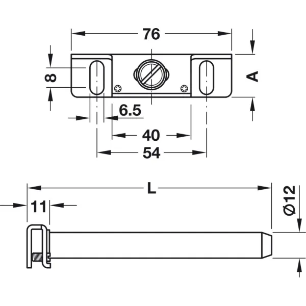 Laikiklis lentynai paslėptas Ø12mm, L100mm