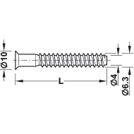 One-piece connector, confirmat, 7x50mm, SW4, countersunk head, for drill hole Ø5mm, steel, black