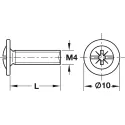 Threaded screw, Flat head, M4 combination cross slot, head Ø10mm, zinc plated