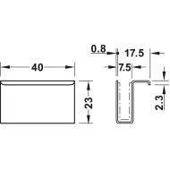 Counterpiece with handle, For magnetic pressure catch, glass door, height 23mm