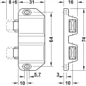 Magnetic pressure catch, pull 1.8kg, for screw fixing, for glass doors