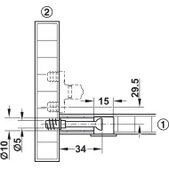 Connector housing, Ixconnect Minifix 15, for wood thickness from 23mm and above