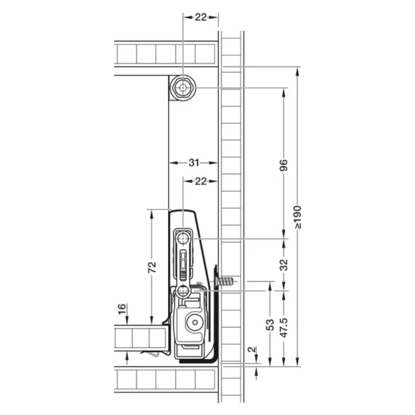 Side railing, Round, Häfele Matrix Box P